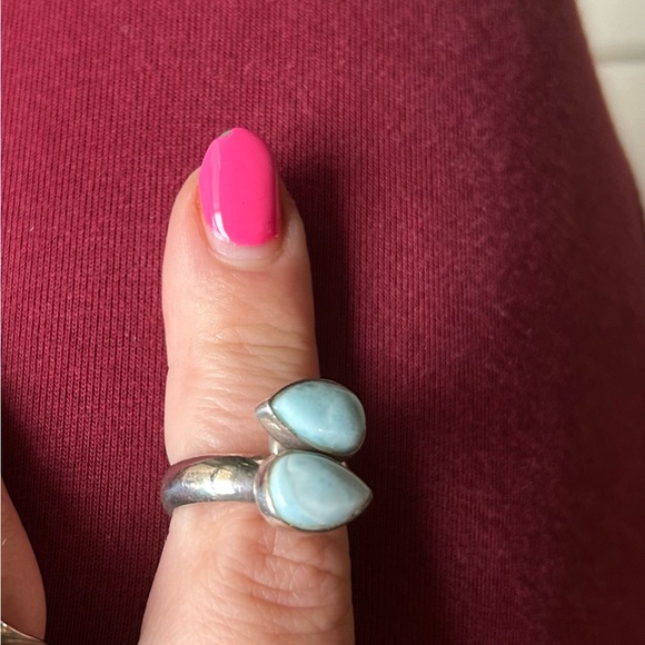 Adjustable Larimar Ring in Sterling Silver. - Picture 4 of 5